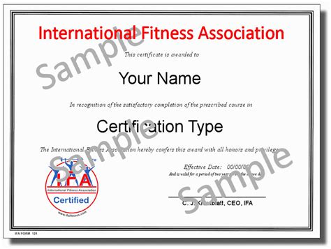 Fitness Instructor Certification Samples Ifa