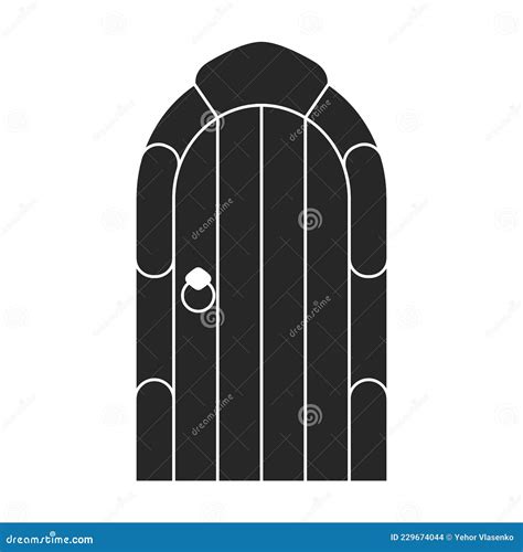 Medieval Door Vector Black Icon Vector Illustration Castle Doors On
