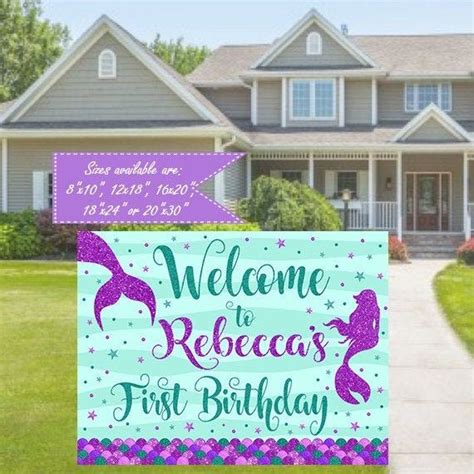 Mermaid Welcome Party Sign Printable Birthday Sign Under The Etsy