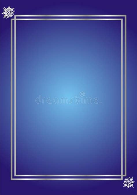Blue Background With Floral Silver Frame Stock Vector Illustration Of