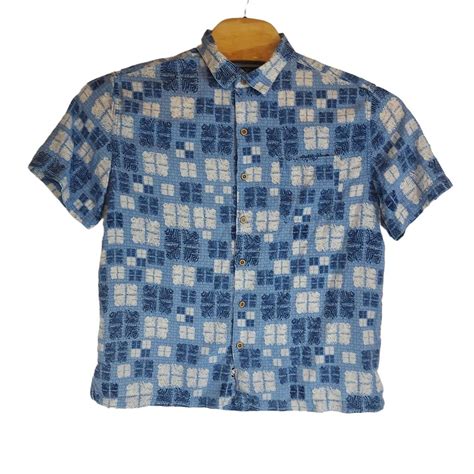 Nat Nast Nat Nast Mens Large Blue Geometric Shape Short Sleeve Shirt