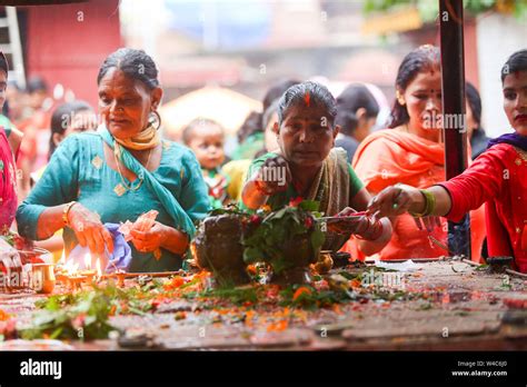 Kathmandu Nepal 22nd July 2019 Devotees Perform Rituals At The