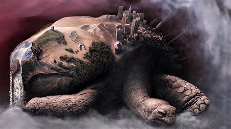 Turtle Earth Illustration Digital Art Fantasy Art Tortoises Animals