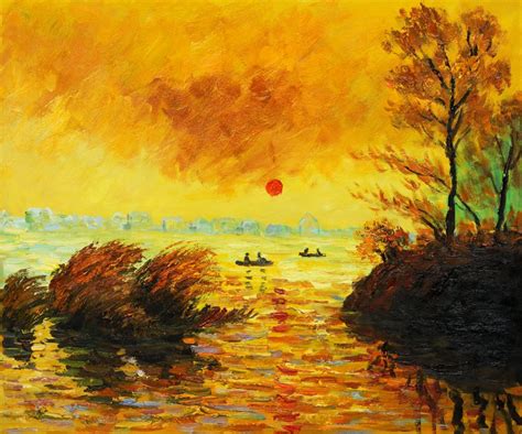 Landscape Claude Monet Le Coucher Du Soleil La Seine Reproductions Oil