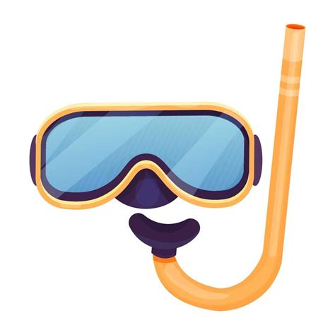 Diving Mask Goggles With Snorkel In Cartoon Style Isolated On White Background 15289243 Vector