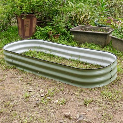 Vegega 8 Tall 5x2 Green Metal Modular Corrugated Raised Garden Bed