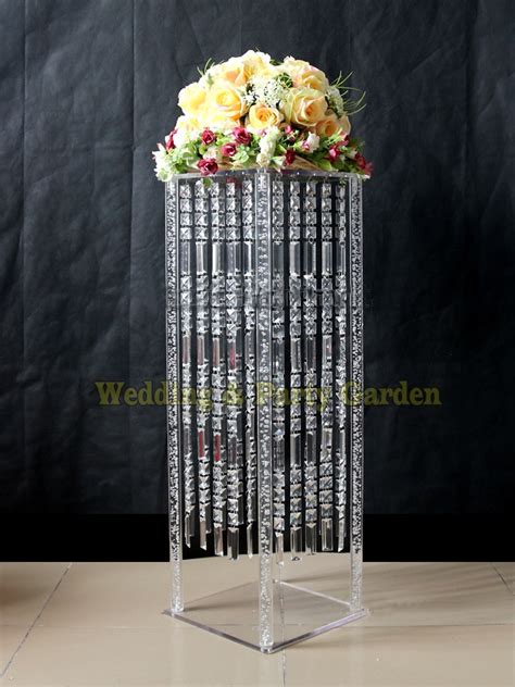 60cm Tall Wedding Acrylic Crystal Table Centerpiece Square Table Flower