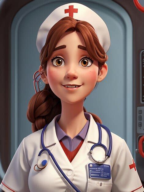 Premium AI Image 3D Nurse Cartoon Character