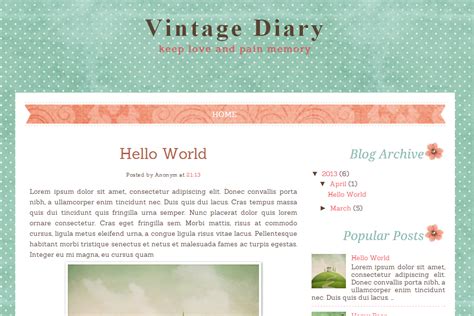 Vintage Diary Free Blog Template | Ipietoon-Cute Blog Design