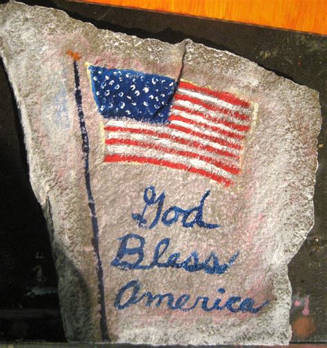 God Bless America Garden Stone Oil On Stone In Patriotic