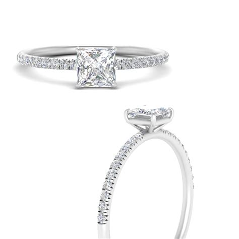 1 Carat Classic Princess Cut Diamond Ring In 14k White Gold