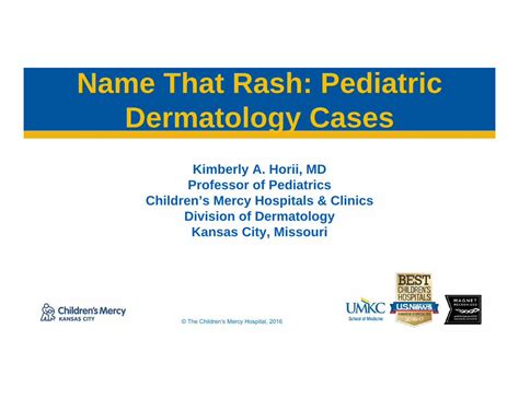 Pdf Name That Rash Pediatric Dermatology Cases · Name That Rash
