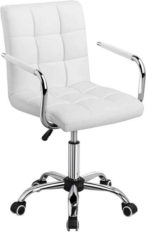 Yaheetech Adjustable Desk Chair Computer White Office Chair Adjustable