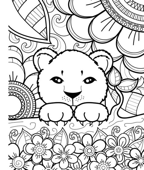 Pin Van Barbara Op Coloring Lion Tiger Zendoodle