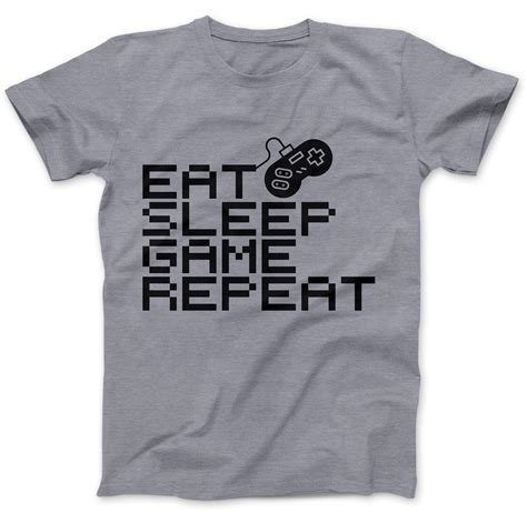 Eat Sleep Game Repeat Gamer Geek Nerd T Shirt 100 Premium Cotton T Retro Ebay
