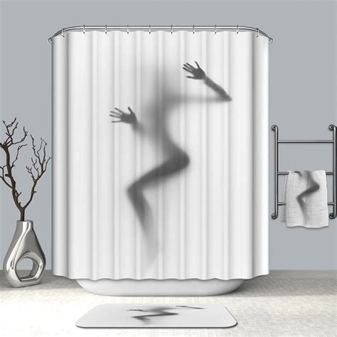 Shadow Fabric Shower Curtain With 12 Hooks Sexy Girl Hand Long Legs
