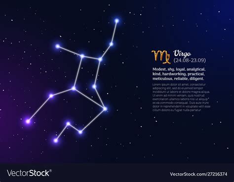 Virgo Zodiacal Constellation With Bright Stars Vector Image