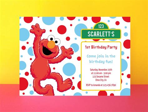 Elmo Invitation Printable Instant Download By Paperpartydesign