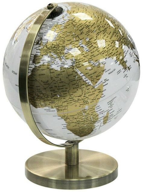 20cm Rotating Globe White And Gold Decor Globe Map Design World Etsy
