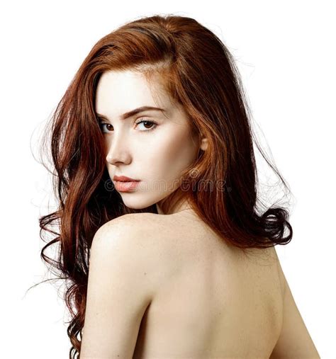 Beauty Portrait Of Redhead Woman With Perfect Skin Stock Photo Image