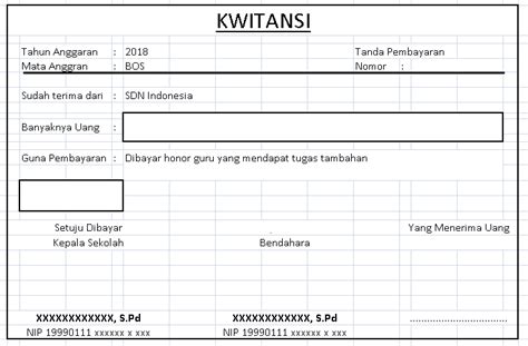 Contoh Kwitansi Excel