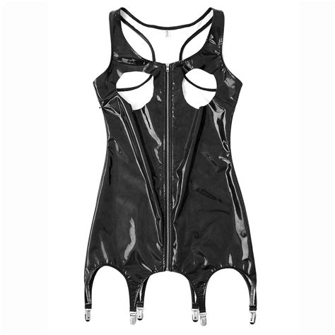 Sexy Women Mini Dress Lingerie Pvc Leather Wet Look Bodycon Shiny Party Clubwear Ebay