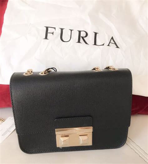 Furla Bella Mini Leather Chain Crossbody Bag Onyx Nwt Ebay