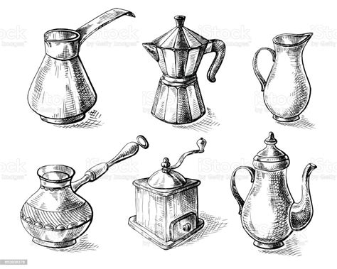 Set Of Coffee Pots Stock Illustration Download Image Now Coffee