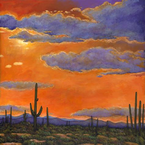 Saguaro Sunset By Johnathan Harris Giclee Print Wave Painting