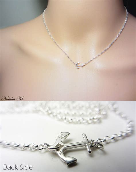 925 Sterling Silver Anchor Necklace Side Anchor Necklace Etsy Canada