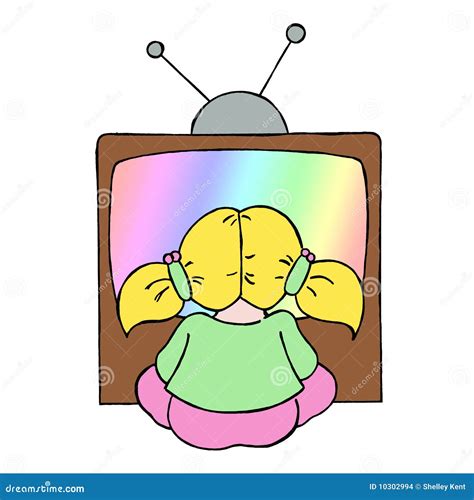Cartoon Girl Watching Tv