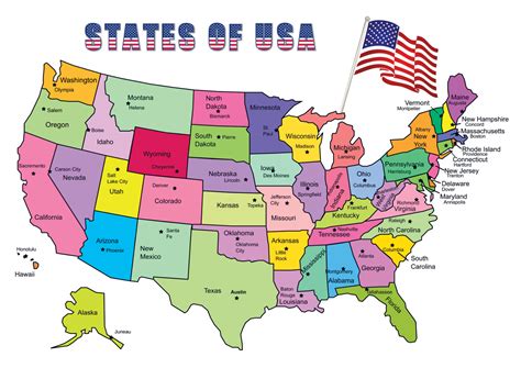 Geography School Kids Children Usa Map 50 States Capitals Self Adhesive