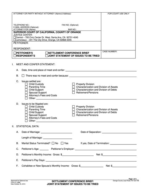 Mandatory Settlement Conference Statement Sample 2010 2024 Form Fill