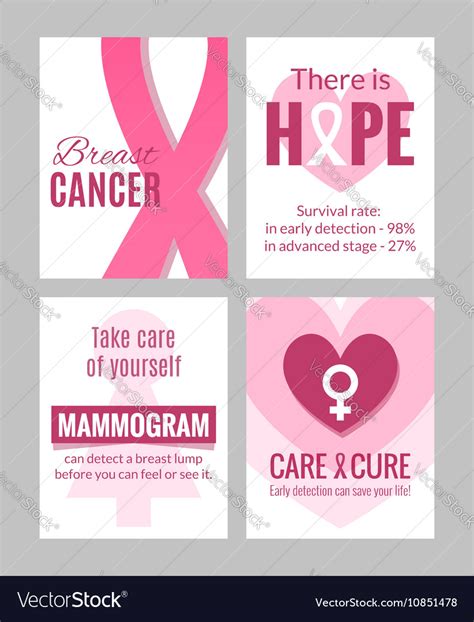 Breast Cancer Awareness Posters Set Royalty Free Vector