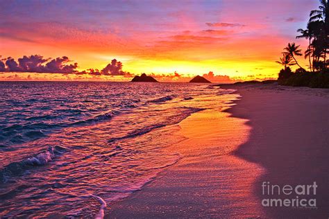 Lanikai Beach Winter Sunrise Rays Of Light Photograph By Aloha Art