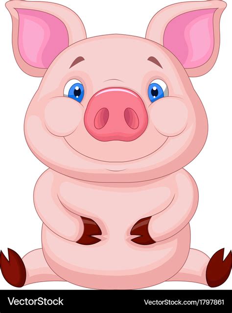 Cute Baby Pig Cartoon Sitting Royalty Free Vector Image