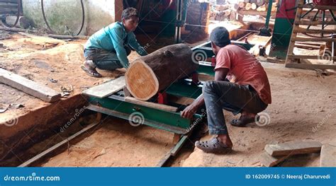 Indian Village Labour Working On Wooden Work Factory Editorial Image