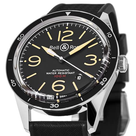 Bell And Ross Vintage Sport Heritage Automatic Black Dial Rubber Strap