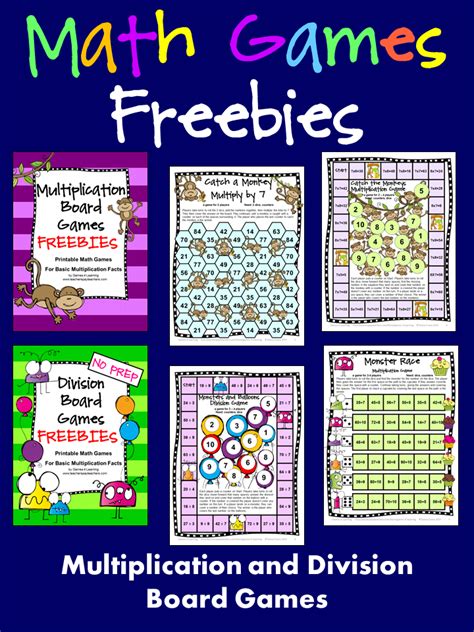 Freebies Multiplication And Division Board Games With The Cutest