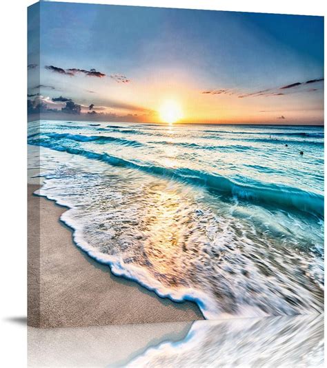 beach canvas wall art for living room bedroom blue sea occasion beach sunset sky