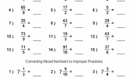 mixed fraction worksheet 4th grade