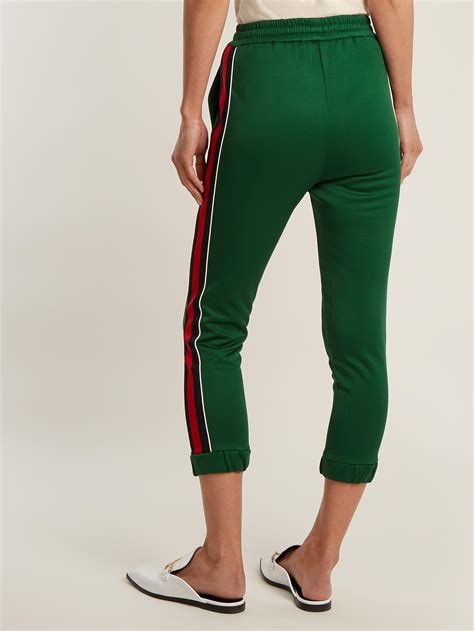 Lyst Gucci Contrast Stripe Cropped Track Pants In Green