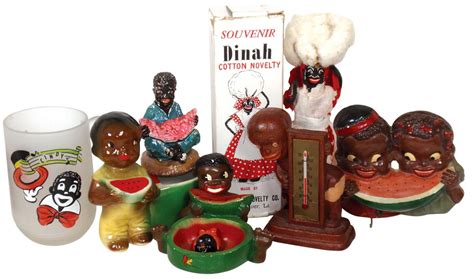 Black Americana chalk ware & novelty items (8), Dinah cotton dispenser 