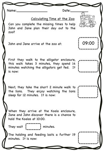 Time Interval Word Problems Teaching Resources