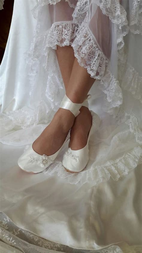 Ivory Satin Bridal Flat Shoe White Satin Flat Wedding Shoe Ivory