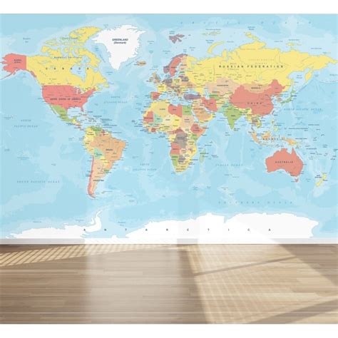 Wall Mural World Map Peel And Stick Repositionable Fabric Wallpaper