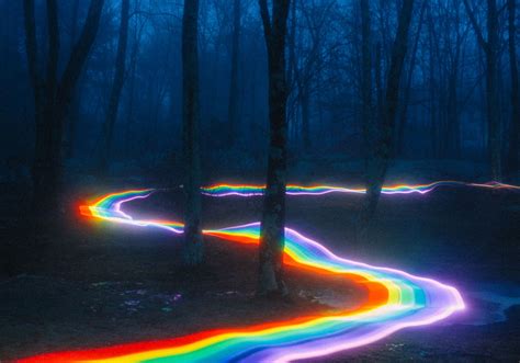 Vivid Rainbow Roads Trace Illuminated Pathways Across Forests And Beaches Rainbow Aesthetic