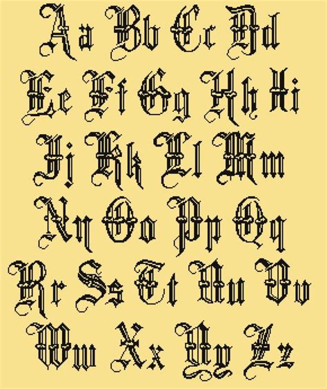 Old Gothic Alphabet Counted Cross Stitch Abc Pattern Easy Etsy