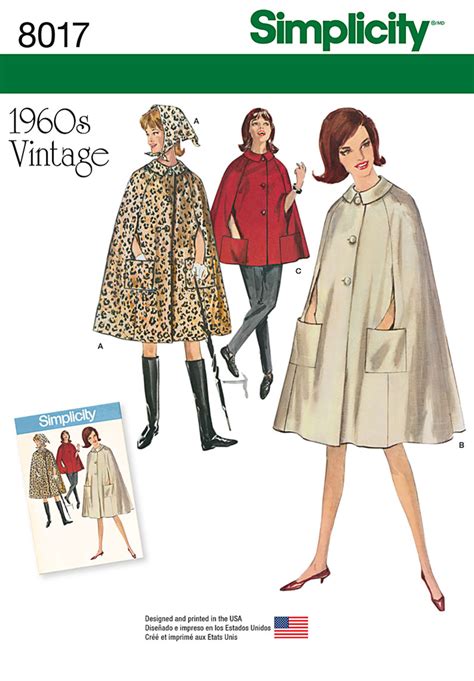 Simplicity 8017 Misses Vintage 1960 S Cape In Two Lengths