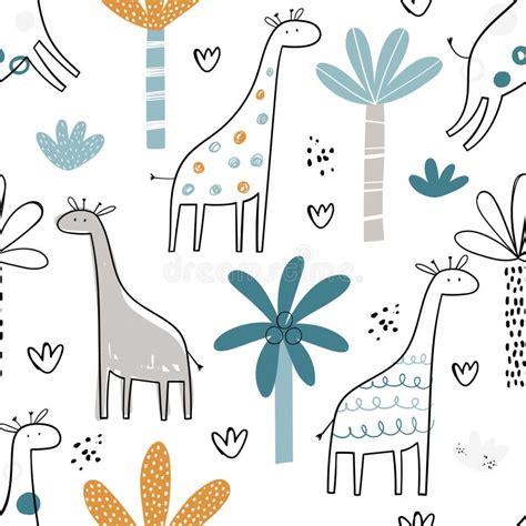 Vector Hand Drawn Colored Childish Seamless Repeating Simple Pattern